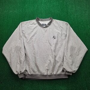 Vintage Carlyle Mickey Mouse Windshirt Mens XL Plaid V-Neck Golf Windbreaker